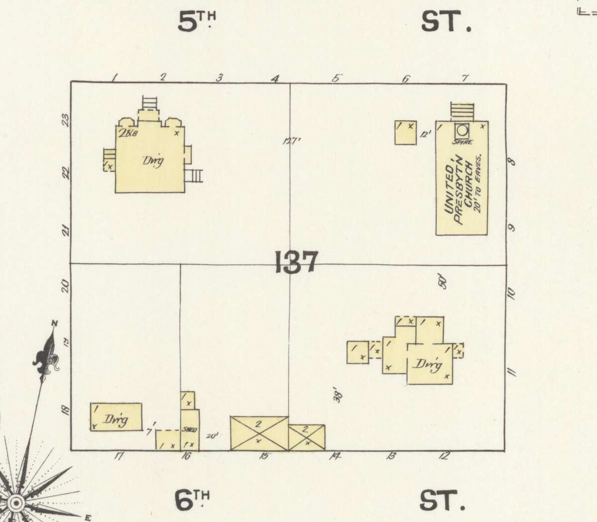 Figure 10.1. One block of Albany on the fire insurance map of 1890