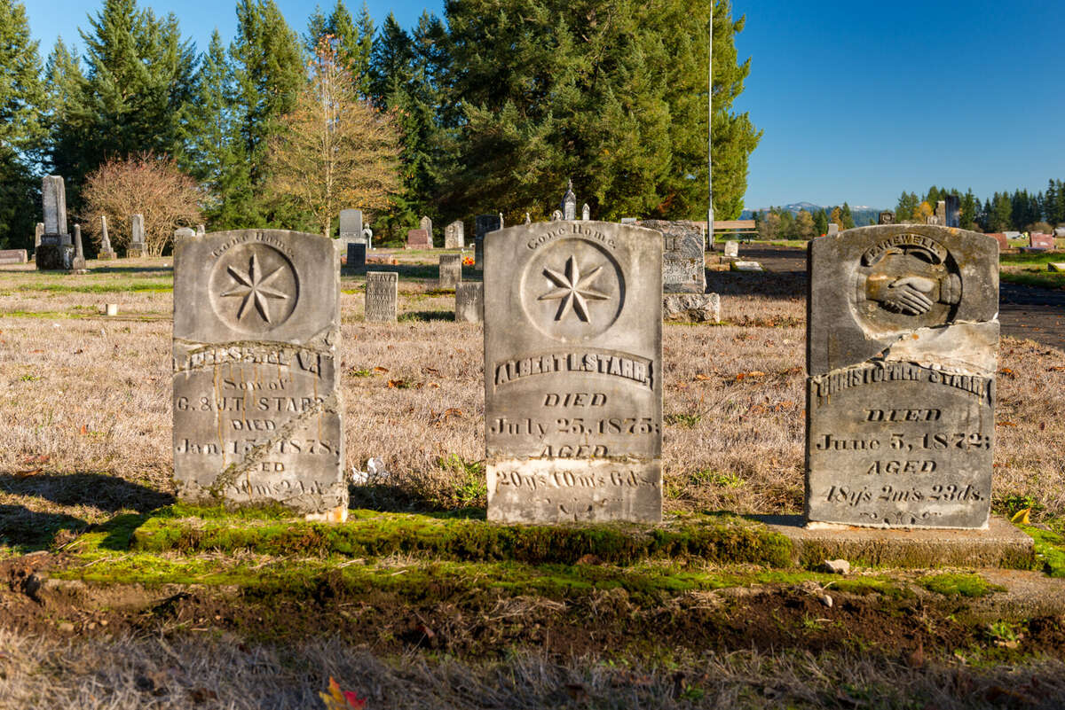Figure 10.2. Headstones of the 1870s at Providence Cemetery, Linn County