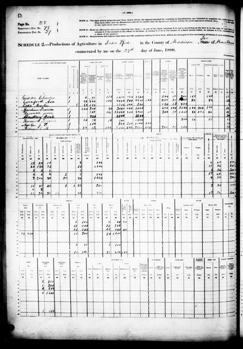 Figure 15.4. A page of the 1880 census farm schedule