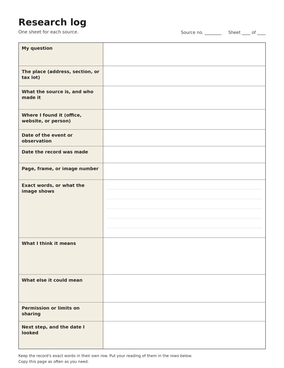 Figure 24.1. A research log form to copy