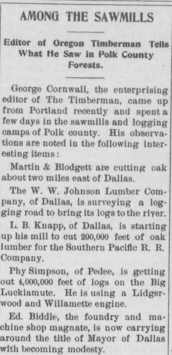 Figure 9.2. Logging news from Pedee, 1905