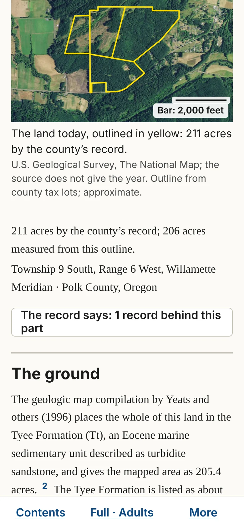 Figure 18.1. On a phone, the bar at the bottom of the screen holds Contents, the current Detail and Written for choices, and More.