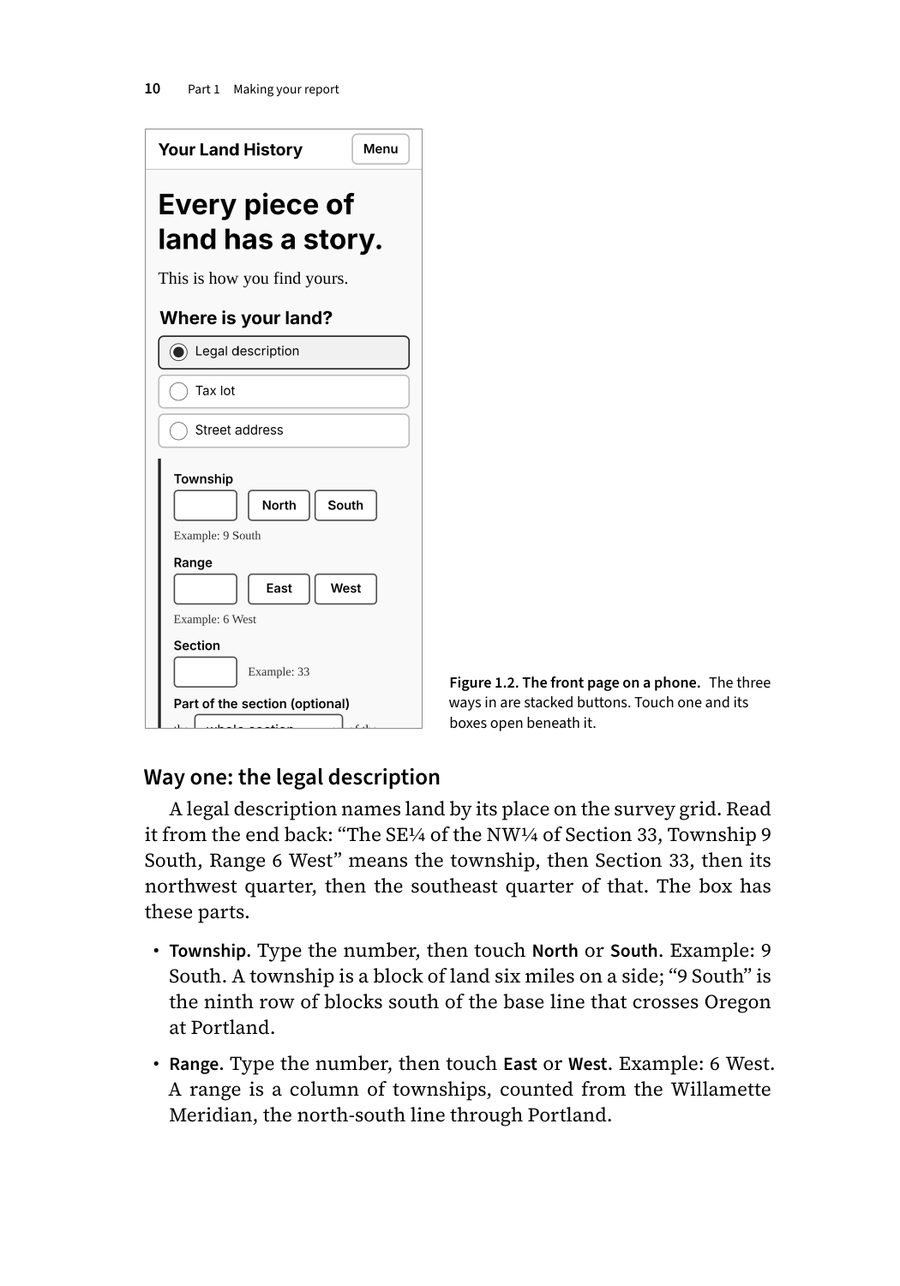 A page from the printed book: A page from Chapter 1, with a phone screenshot beside the text.