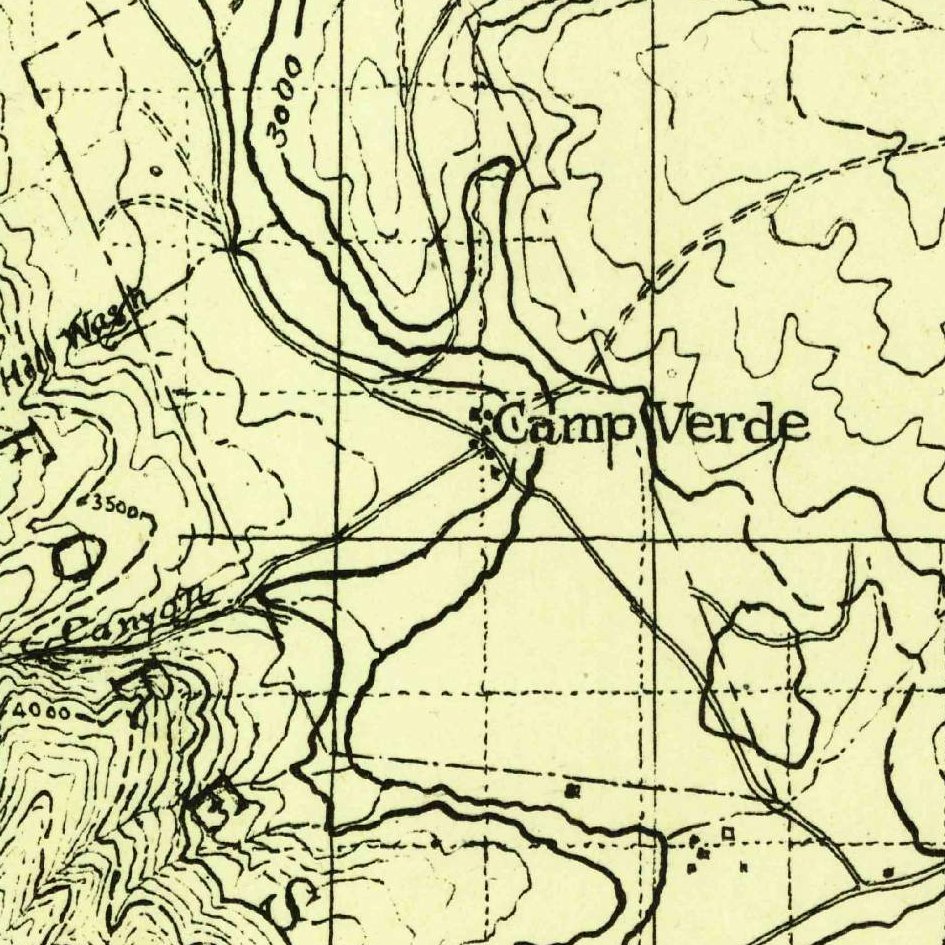 USGS 1:125000-scale Quadrangle for Camp Verde, AZ 1923 (crop around site)
