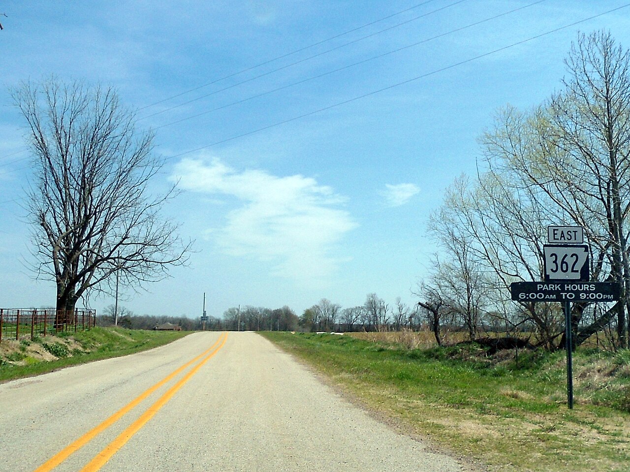 Highway 362 western terminus, Louisiana Purchase State Park.jpg