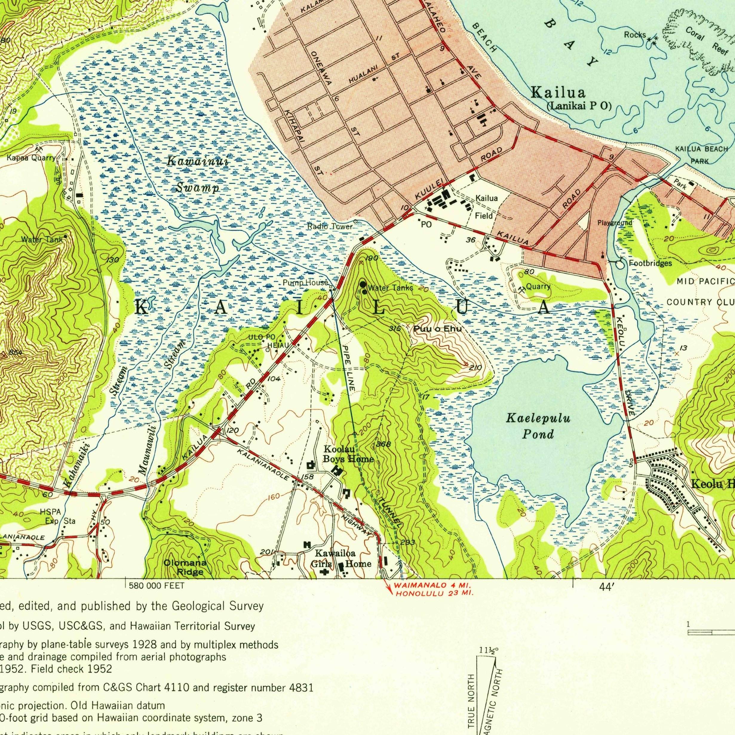 USGS 1:24000-scale Quadrangle for Mokapu, HI 1952 (crop around site)