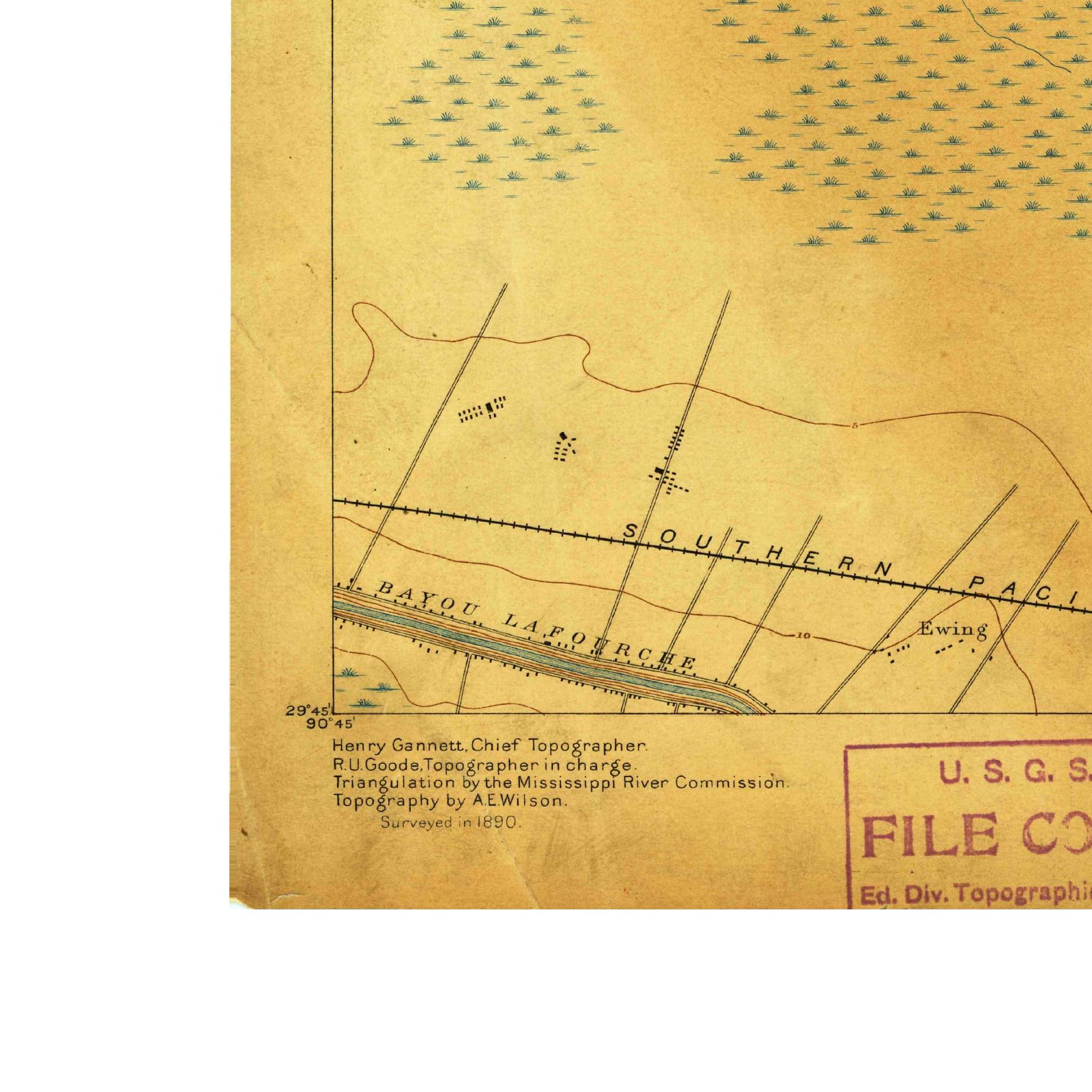 USGS 1:62500-scale Quadrangle for Lac Des Allemands, LA 1892 (crop around site)
