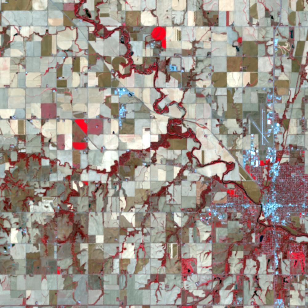 Landsat color-infrared false color (recent)