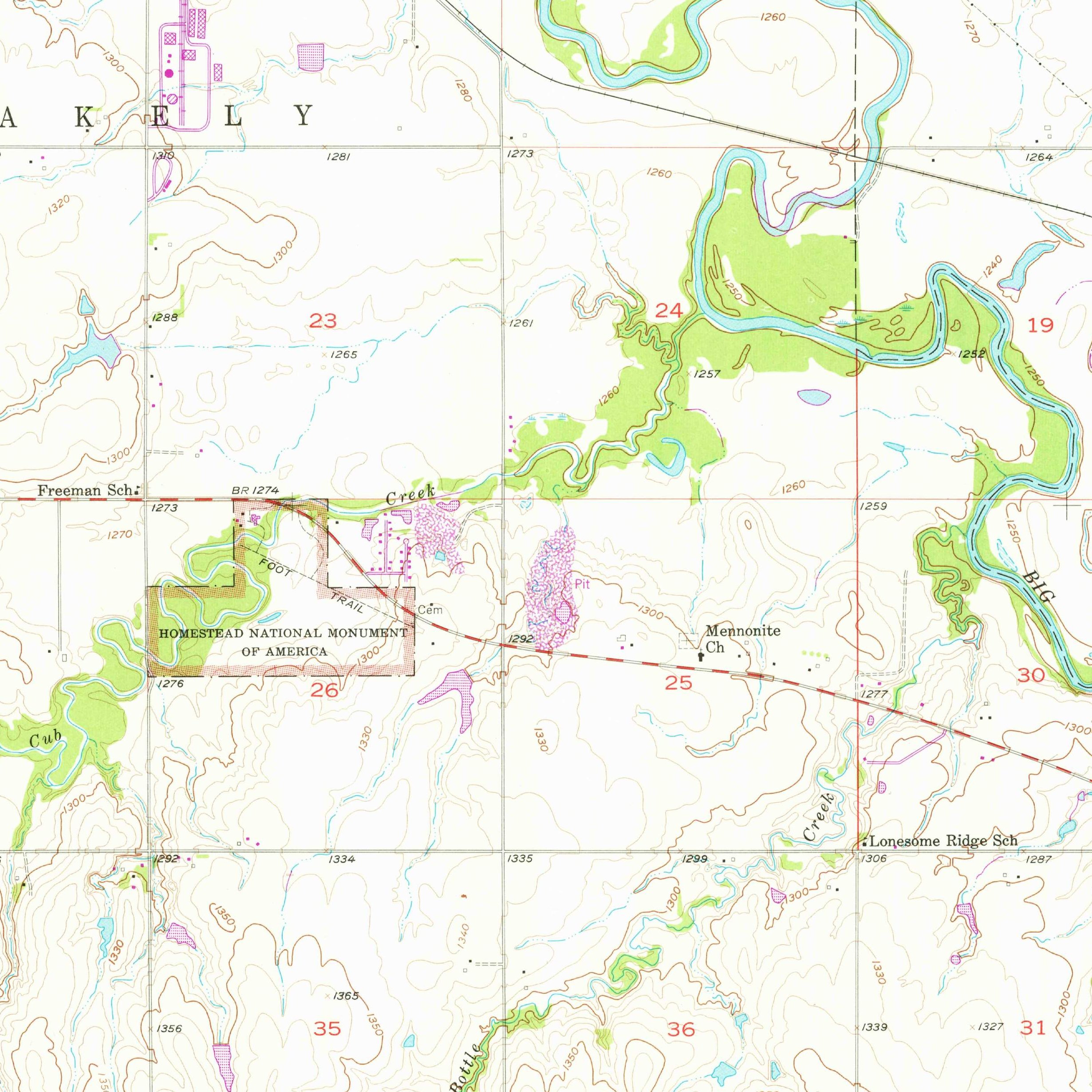 USGS 1:24000-scale Quadrangle for Beatrice West, NE 1957 (crop around site)